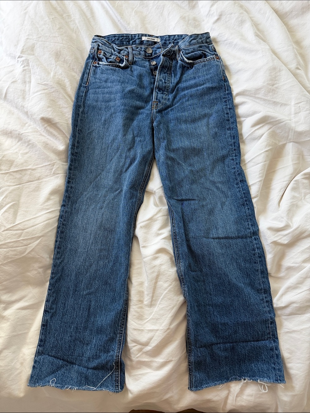 GRLFRND Women's High-Rise Wide-Leg Jeans - Indigo Blue